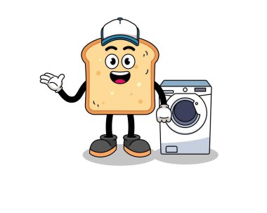 Kuru temizlemeci olarak ekmek çizimi, karakter tasarımı