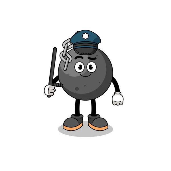 Cartoon Illustration Develling Ball Police Character Design — 스톡 벡터