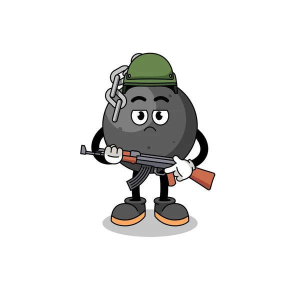 Cartoon Wrecking Ball Soldier Character Design — Stock Vector