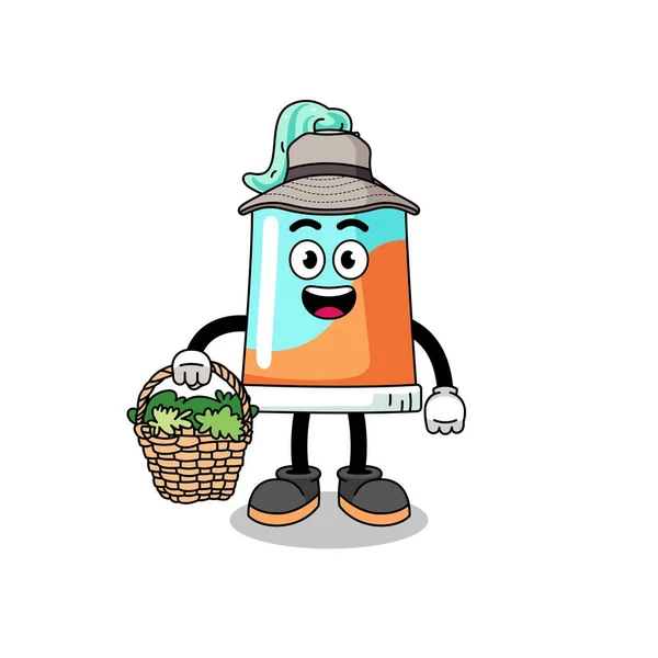 Character Illustration Toothpaste Herbalist Character Design — Stock Vector