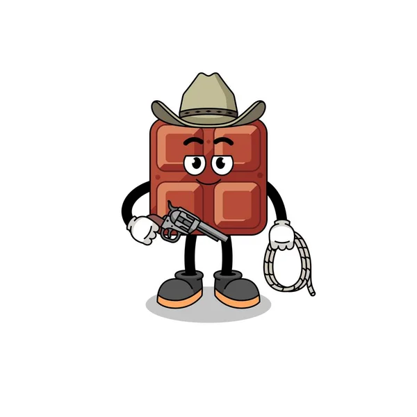 Charaktermaskottchen Der Schokoriegel Als Cowboy Charakterdesign — Stockvektor
