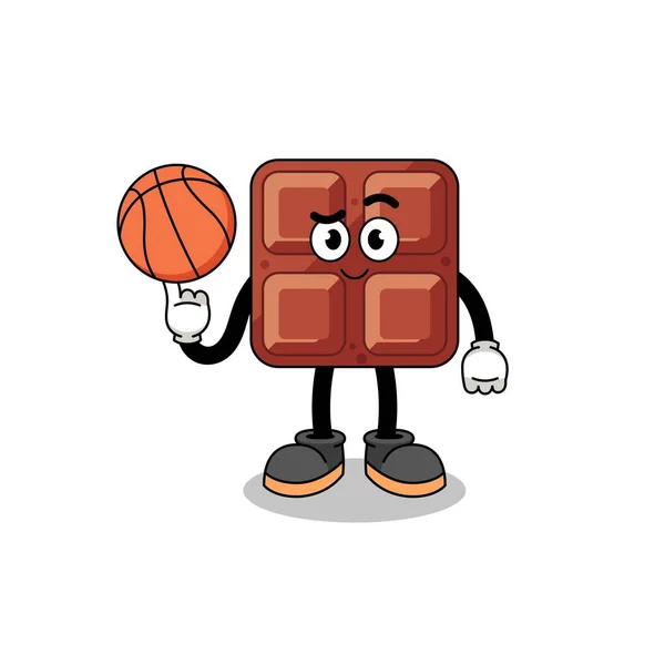 Schokoriegel Illustration Als Basketballspieler Charakterdesign — Stockvektor