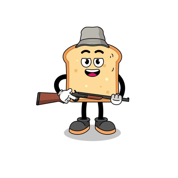 Cartoon Illustration Bread Hunter Character Design — Stock Vector
