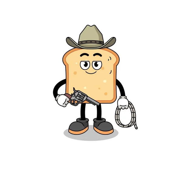 Mascote Caráter Pão Como Cowboy Design Personagem —  Vetores de Stock