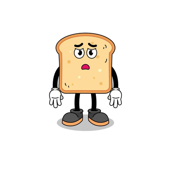 Brot Cartoon Illustration Mit Traurigem Gesicht Charakterdesign — Stockvektor