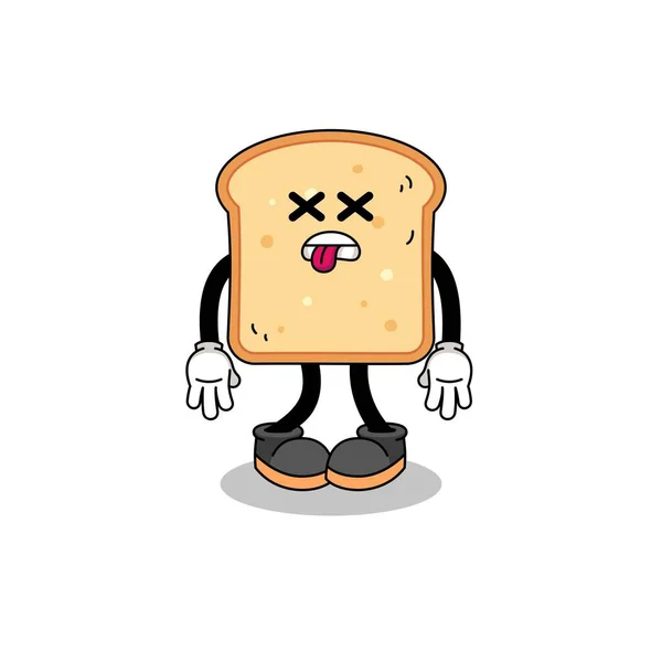 Ilustracja Maskotka Chleb Jest Martwy Projekt Charakter — Wektor stockowy