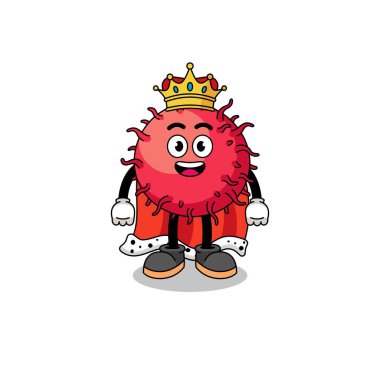 Rambutan meyve kralının maskot çizimi, karakter tasarımı