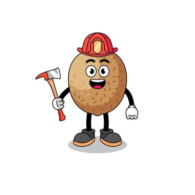 Kiwifruit itfaiyecisinin çizgi film maskotu, karakter tasarımı.