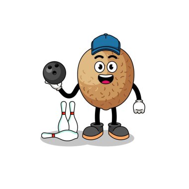 Bowling oyuncusu olarak kiwifruit maskotu, karakter tasarımı