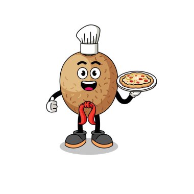 Kiwifruit 'in İtalyan bir aşçı olarak tasviri, karakter tasarımı.