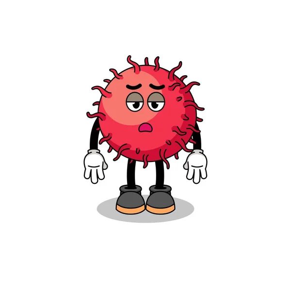 Rambutan Fruit Cartoon Fatigue Gesture Character Design — Stock Vector