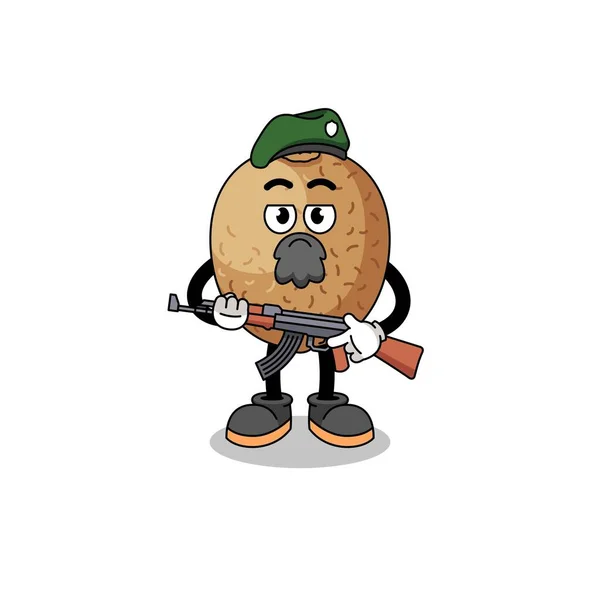 Karakter Cartoon Van Kiwi Als Een Speciale Kracht Karakter Ontwerp — Stockvector