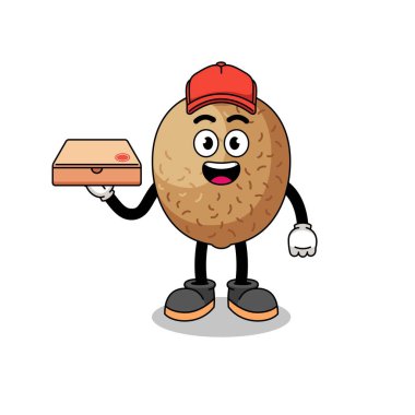 kiwifruit illüstrasyon bir pizza dağıtıcısı olarak, karakter tasarımı