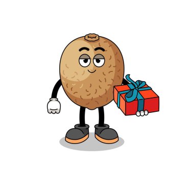 kiwifruit maskotu çizimi bir hediye, karakter tasarımı