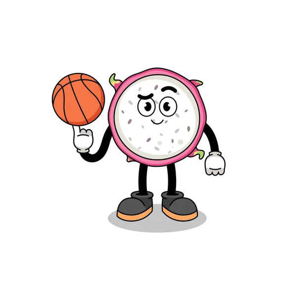 Dračí Ovoce Ilustrace Jako Basketbalista Charakter Design — Stockový vektor