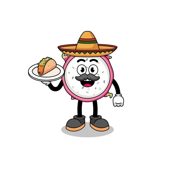 Karaktär Tecknad Drake Frukt Som Mexikansk Kock Karaktär Design — Stock vektor