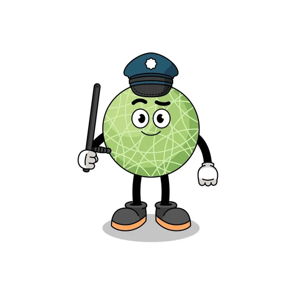 Desenhos Animados Ilustração Polícia Frutas Melão Design Personagem —  Vetores de Stock