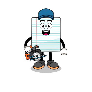 Karakter tasarımı, ahşap işçisi olarak kağıdın çizgi film çizimi