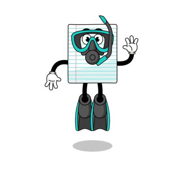 Bir dalgıç olarak karakter karikatürü, karakter tasarımı