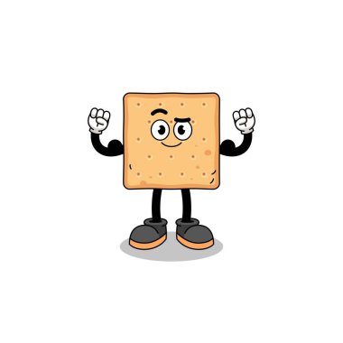 Kare kraker maskot karikatürü kas ve karakter tasarımı ile poz