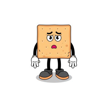 Kare kraker karikatür karikatür çizimi, üzgün yüz, karakter tasarımı