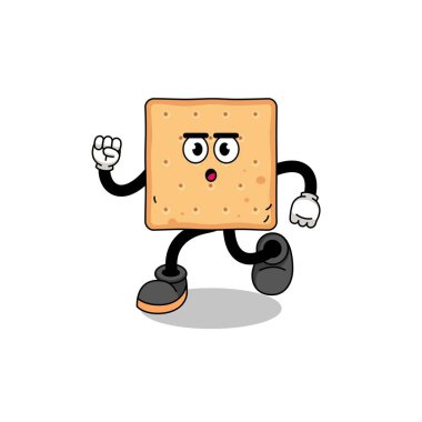 çalışan kare kraker maskotu illüstrasyonu, karakter tasarımı