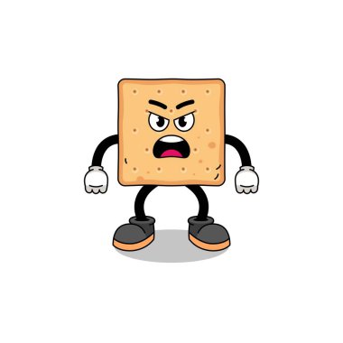 Kare kraker karikatür çizimi kızgın ifade, karakter tasarımı