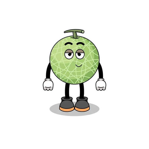Melon Fruit Dessin Animé Couple Avec Pose Timide Character Design — Image vectorielle