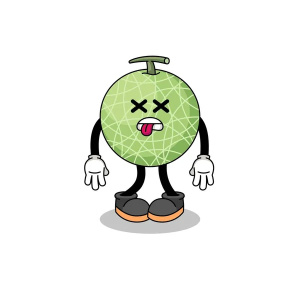 Meloun Ovoce Maskot Ilustrace Mrtvý Charakter Design — Stockový vektor