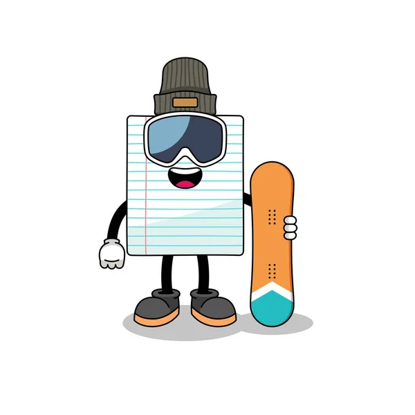 Maskottchen Karikatur Eines Snowboard Spielers Aus Papier Charakterdesign — Stockvektor