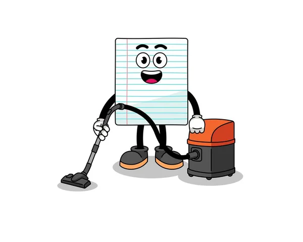 Character Mascot Paper Holding Vacuum Cleaner Character Design — Stock Vector