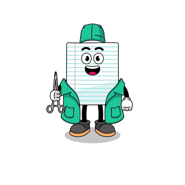 Illustration Paper Mascot Surgeon Character Design — Stock Vector