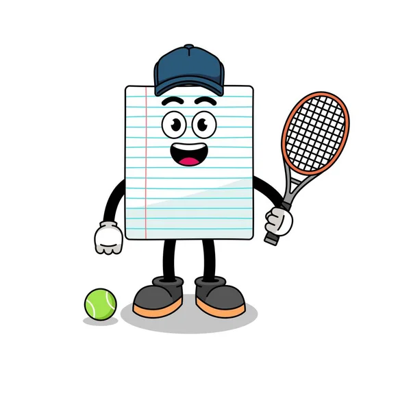 Ilustração Papel Como Jogador Tênis Design Personagem — Vetor de Stock