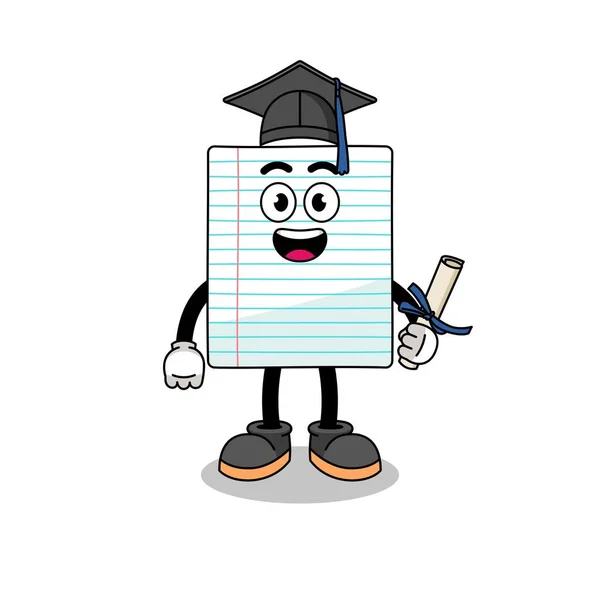 Mascote Papel Com Pose Graduação Design Personagem —  Vetores de Stock