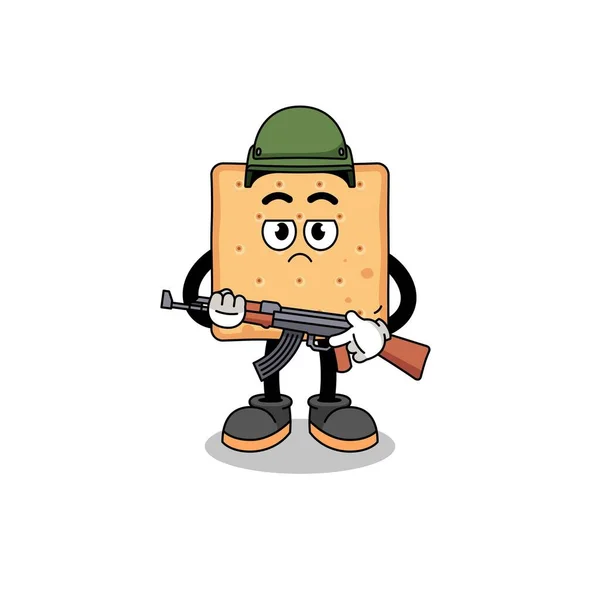 Cartoon Von Square Cracker Soldat Charakter Design — Stockvektor