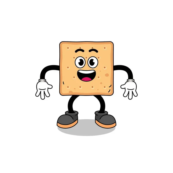 Desenho Animado Cracker Quadrado Com Gesto Surpreso Design Personagem — Vetor de Stock