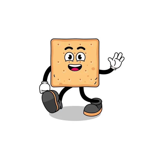 方块饼干卡通行走 人物设计 — 图库矢量图片