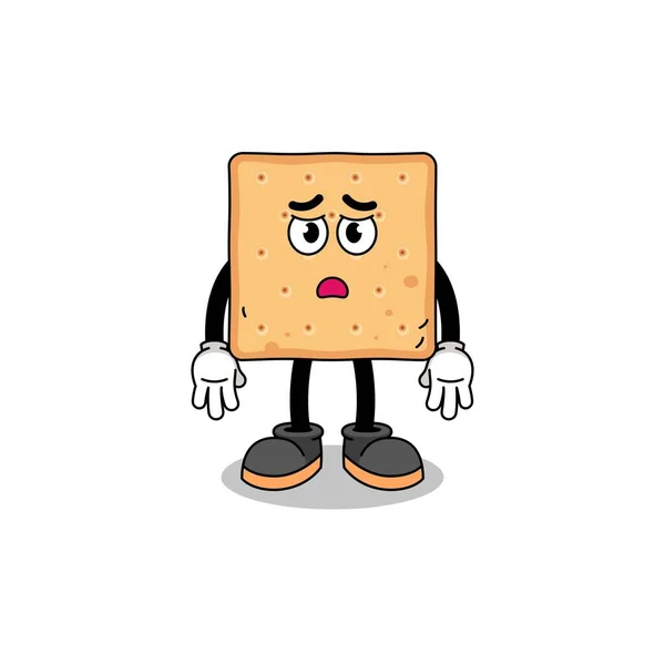 方块饼干卡通画与悲伤的脸 人物设计 — 图库矢量图片