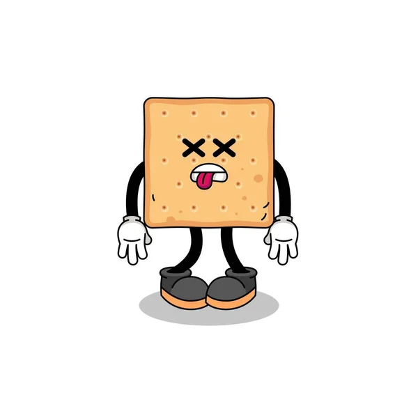 Cuadrada Cracker Mascota Ilustración Está Muerto Diseño Caracteres — Archivo Imágenes Vectoriales