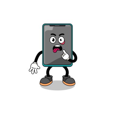 Dili dışarı fırlamış akıllı telefonun karakter tasarımı