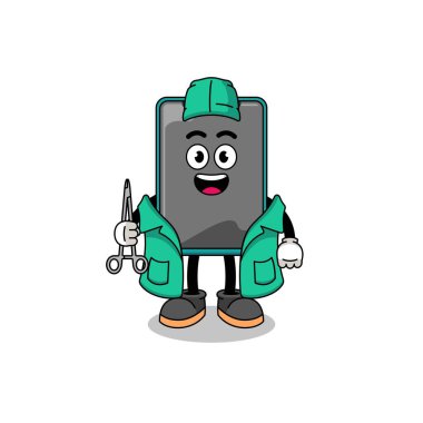 Bir cerrah olarak akıllı telefon maskotu tasviri, karakter tasarımı