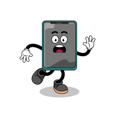 Akıllı telefon maskotu illüstrasyonu, karakter tasarımı kayıyor