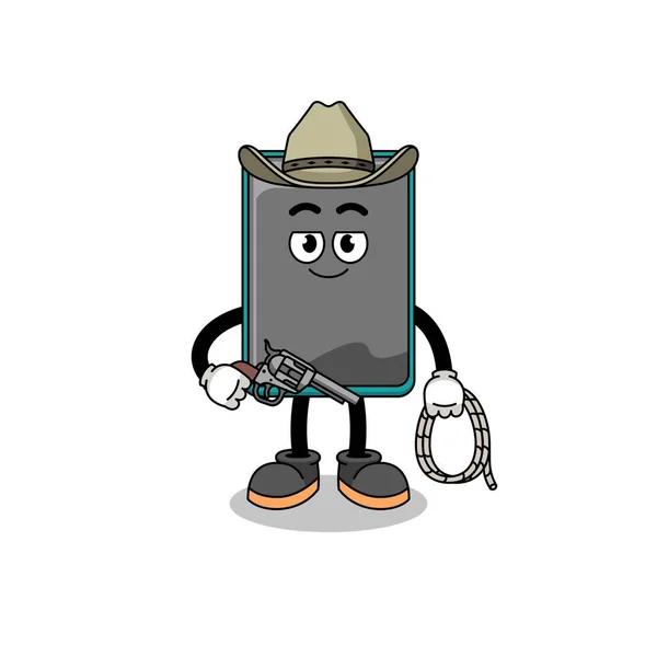 Character Mascot Smartphone Cowboy Character Design — Stock Vector