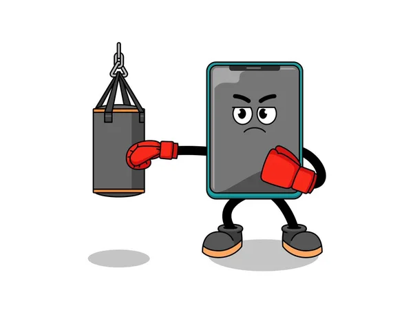 Ilustración Boxeador Teléfonos Inteligentes Diseño Personajes — Archivo Imágenes Vectoriales