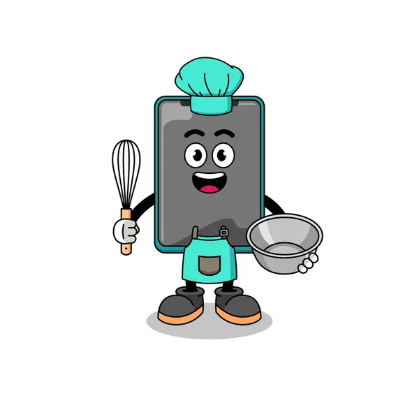 Illustration Des Smartphones Als Bäckermeister Charakterdesign — Stockvektor