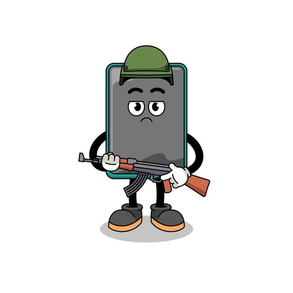 Cartoon Smartphone Soldier Character Design — Stock Vector