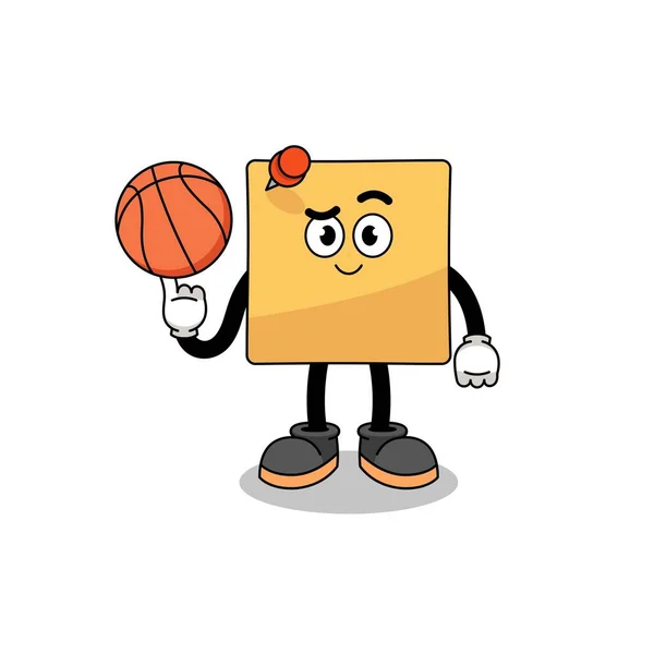 Illustration Note Collante Tant Que Joueur Basket Ball Character Design — Image vectorielle