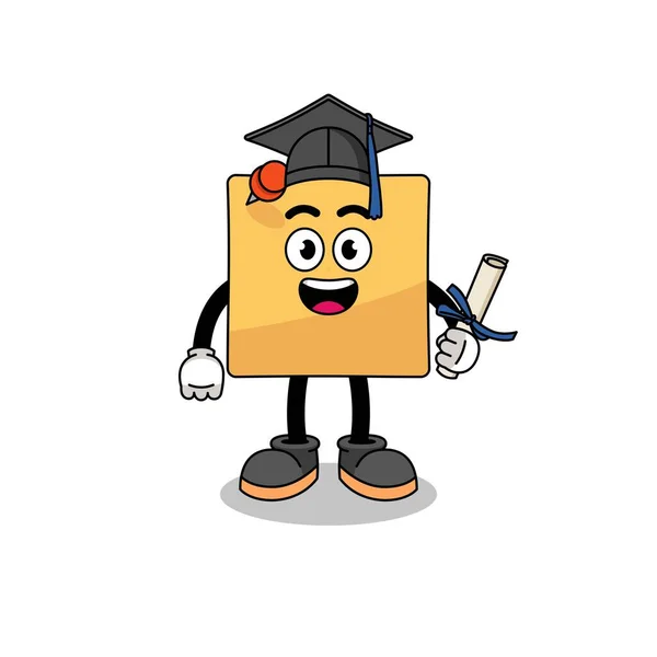Mascote Nota Pegajosa Com Pose Graduação Design Personagem —  Vetores de Stock