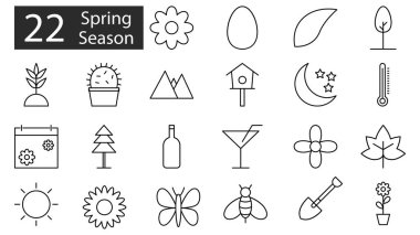 Spring season icons set collection. Simple pictograms for web and mobile apps. Pixel perfect. Vector illustration. EPS 10.