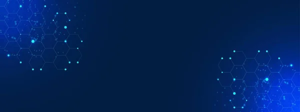 Шестиугольная Светящимися Частицами Синем Фоне Абстрактное Футуристическое Сетевое Соединение Векторная — стоковый вектор